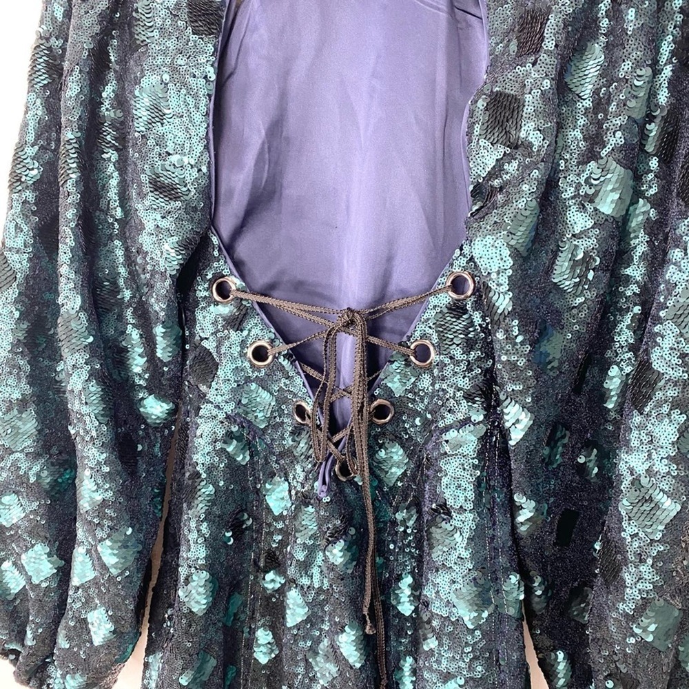 Free People Green Chante's Holiday Dress 4 - Picture 8 of 10